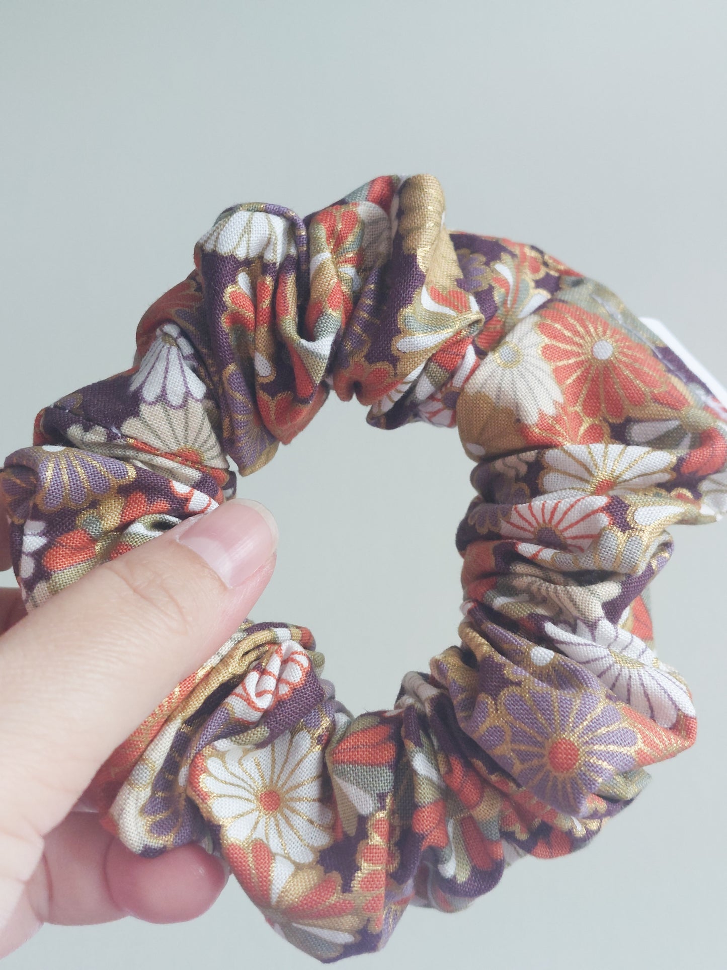 Golden flowers scrunchie